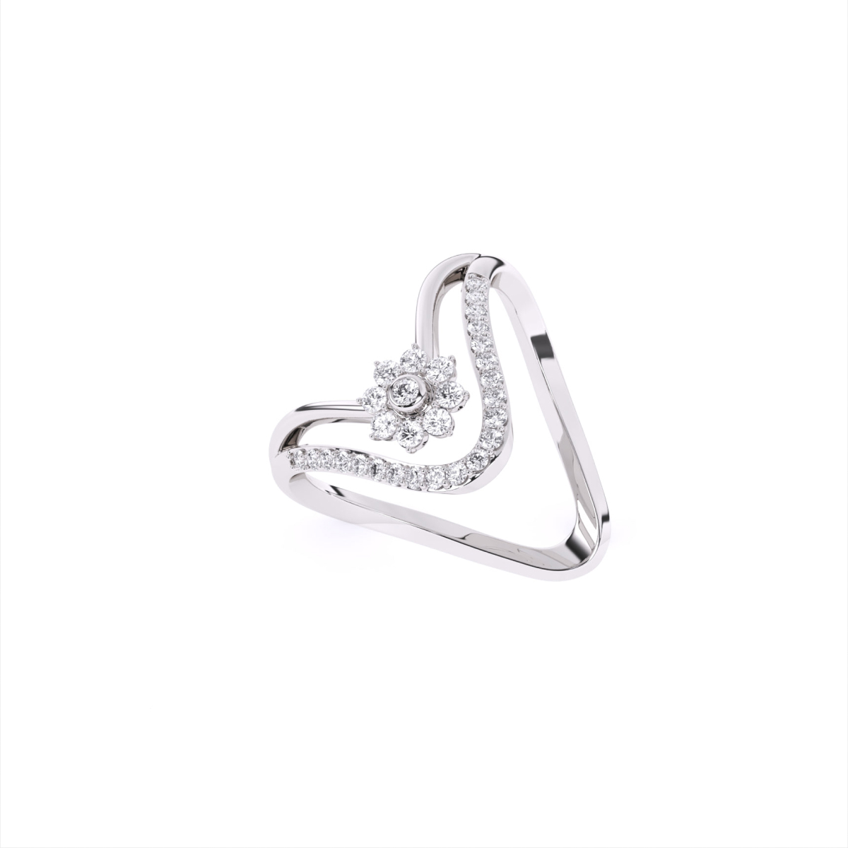 V Shape Lab Grown Diamond Engagement Ring